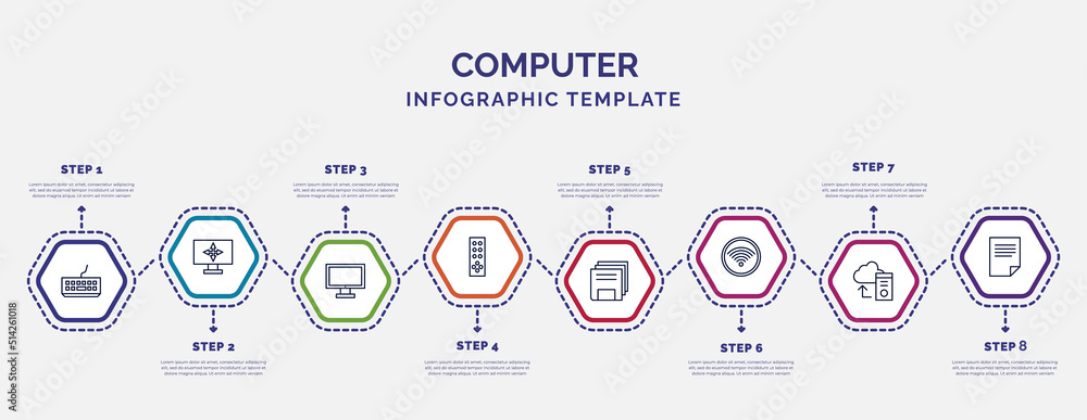 Poster infographic template with icons and 8 options or steps. infographic for computer concept. included c