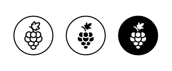 Grape Icon Food Fruits, bunches of grapes icons editable stroke, flat design style isolated on white