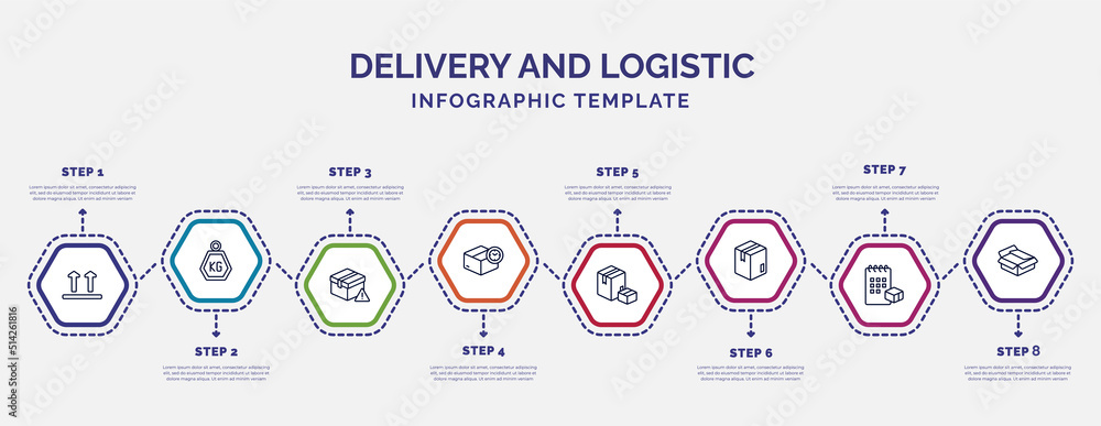 Poster infographic template with icons and 8 options or steps. infographic for delivery and logistic concep