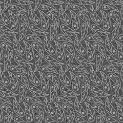 leaves line art seamless pattern