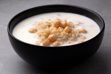Cold Yogurt Soup with Chickpeas and Wheat Seeds - Ayran asi Corbasi - Tzatziki