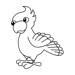 Cute parrot cartoon coloring page illustration vector. For kids coloring book.