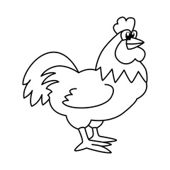Cute rooster cartoon coloring page illustration vector. For kids coloring book.