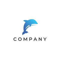Dolphin logo. Dolphin jumping on the waves of sea or beach. With vector illustration editing.