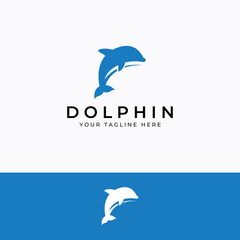 Dolphin logo. Dolphin jumping on the waves of sea or beach. With vector illustration editing.
