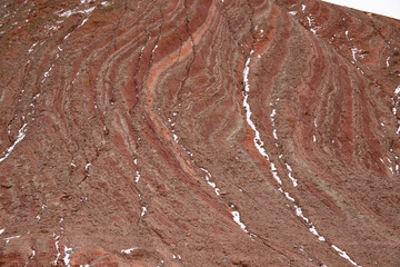 Obraz premium Beautiful red mountains of Azerbaijan in winter. Khizi region.