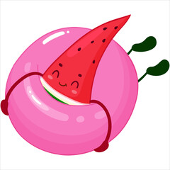 kawaii watermelon character summer sticker