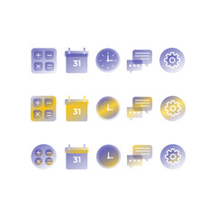 Icons set glass morphism