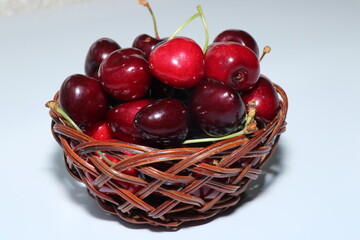Juicy and delicious apricots, cherries and currants isolated on a white background. Berries and fruits