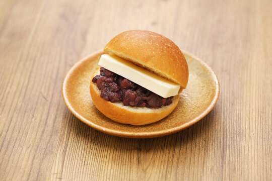 sweet red bean paste and butter sandwich, Japanese food