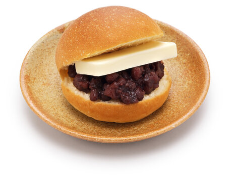 sweet red bean paste and butter sandwich, Japanese food