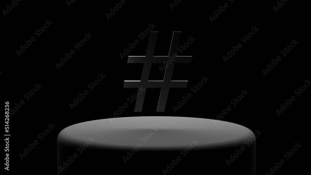 Aufkleber gray grid icon on a black background on a platform illuminated by white light. 3d illustration. 3d r