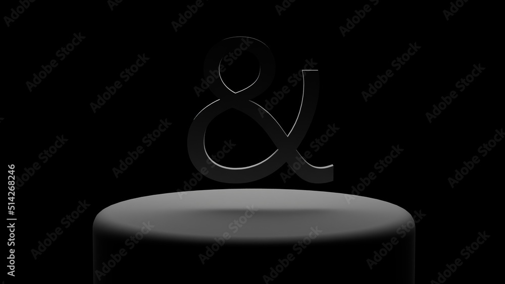 Poster icon and in gray color on a black background on a platform illuminated by white light. 3d illustrati