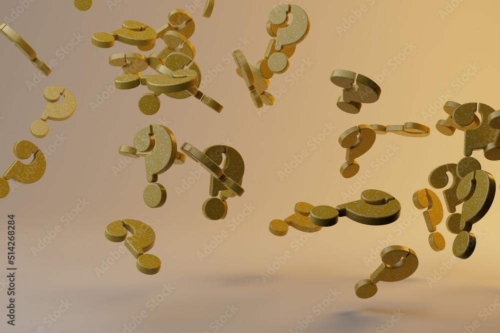 Aufkleber colored question marks fall to the floor. baby background design 3d render image