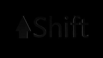 gray color shift icon on black background. 3d illustration. 3d render.