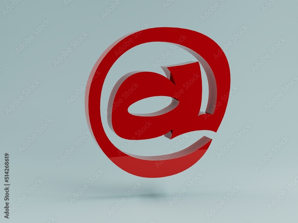 Poster red color dog icon on a gray background with shadows. 3d illustration. 3d render.