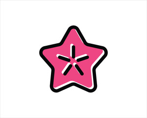 Carambola icons set. Outline set of carambola vector icons thin line color flat on white