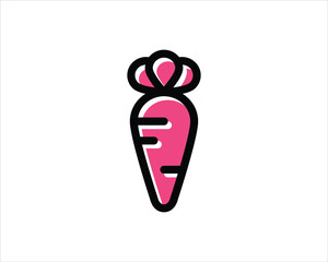 Cartoon Carrot Vegetable in black silhouette vector icon
