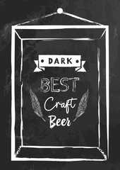 Vector cafe menu cover or poster, decoration for wall or textile kitchen, chalk style elements isolated on blackboard. Chalkboard illustration and letterings. Ready to print. Pud and bar beer