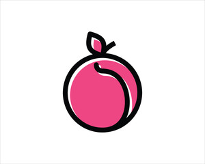 Peach icon,vector illustration. Flat design style. vector peach icon illustration isolated on White background, peach icon Eps10. peach icons graphic design vector symbols.