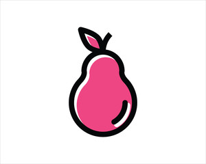 Pear icon vector. Pear silhouette sign isolated on white.