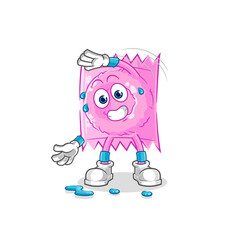 condom stretching character. cartoon mascot vector