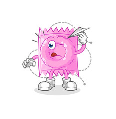 condom with paper plane character. cartoon mascot vector