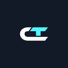 CT linked Uppercase letter logo Vector File