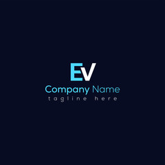 EV linked Uppercase letter logo Vector File