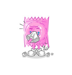 condom blowing nose character. cartoon mascot vector