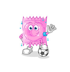 condom playing soccer illustration. character vector