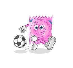 condom kicking the ball cartoon. cartoon mascot vector