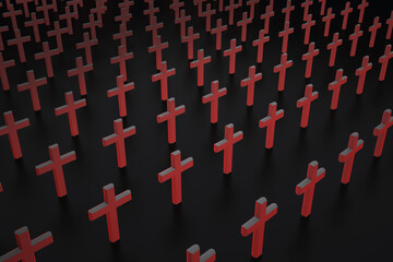 many red crosses on black background