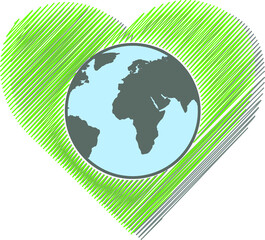 International day of friendship. Planet on the background of the heart. Vector.