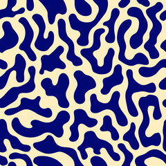 Seamless abstract pattern with blue stains. Moder tiger print. Perfect for print, posters, and notebooks.