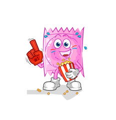 condom fan with popcorn illustration. character vector