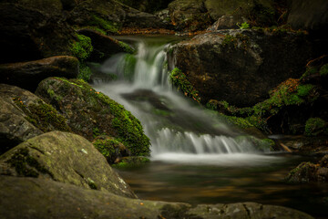Obraz premium Plomnica creek near Karpacz town in spring soon morning