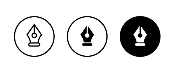 Pen tool cursor. Fountain pen nib glyph vector, sign, symbol, logo, illustration, editable stroke, flat design style isolated on white linear