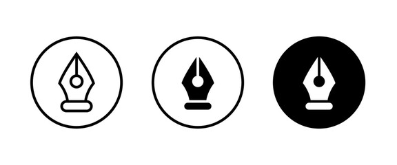 Pen tool cursor. Fountain pen nib glyph vector, sign, symbol, logo, illustration, editable stroke, flat design style isolated on white linear