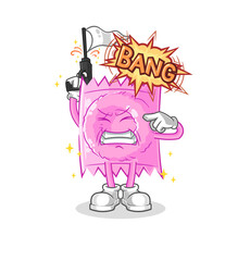 condom warning shot mascot. cartoon vector