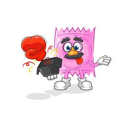 condom prank glove in the box. cartoon mascot