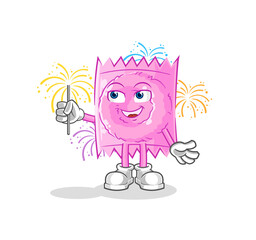 condom with fireworks mascot. cartoon vector