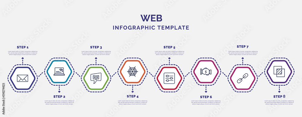 Poster infographic template with icons and 8 options or steps. infographic for web concept. included messag