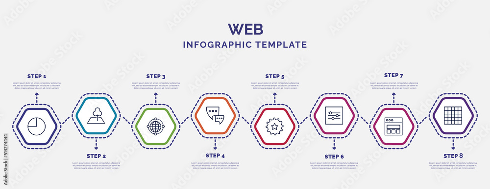 Poster infographic template with icons and 8 options or steps. infographic for web concept. included circul