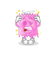 condom dizzy head mascot. cartoon vector