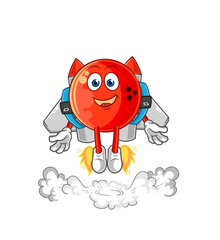 bowling ball with jetpack mascot. cartoon vector