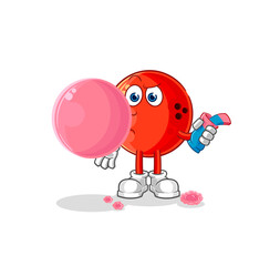 bowling ball chewing gum vector. cartoon character