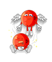 bowling ball spirit leaves the body mascot. cartoon vector