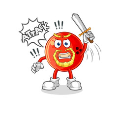 bowling ball knights attack with sword. cartoon mascot vector