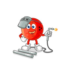 bowling ball welder mascot. cartoon vector